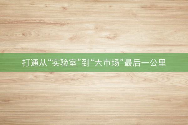 打通从“实验室”到“大市场”最后一公里