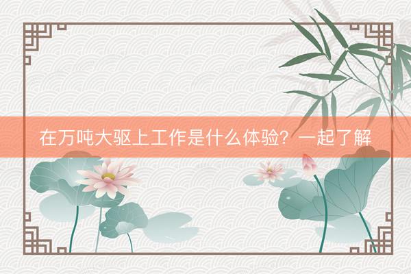 在万吨大驱上工作是什么体验？一起了解