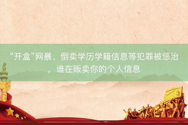 “开盒”网暴、倒卖学历学籍信息等犯罪被惩治，谁在贩卖你的个人信息
