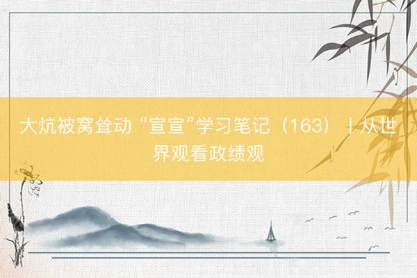 大炕被窝耸动 “宣宣”学习笔记（163）丨从世界观看政绩观