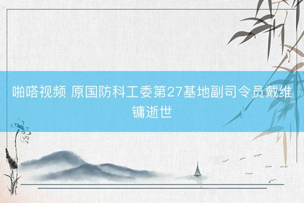 啪嗒视频 原国防科工委第27基地副司令员戴维镛逝世