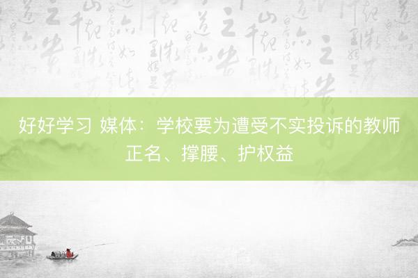 好好学习 媒体：学校要为遭受不实投诉的教师正名、撑腰、护权益