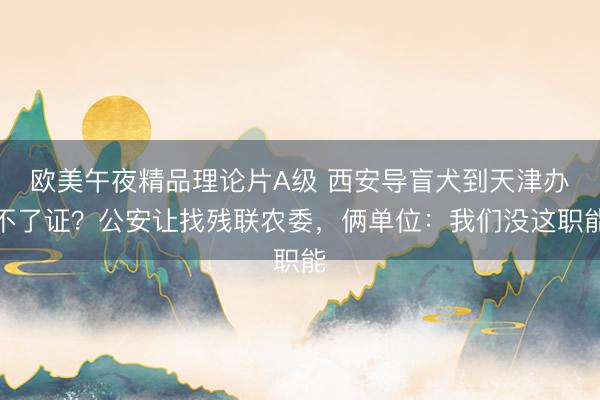 欧美午夜精品理论片A级 西安导盲犬到天津办不了证？公安让找残联农委，俩单位：我们没这职能