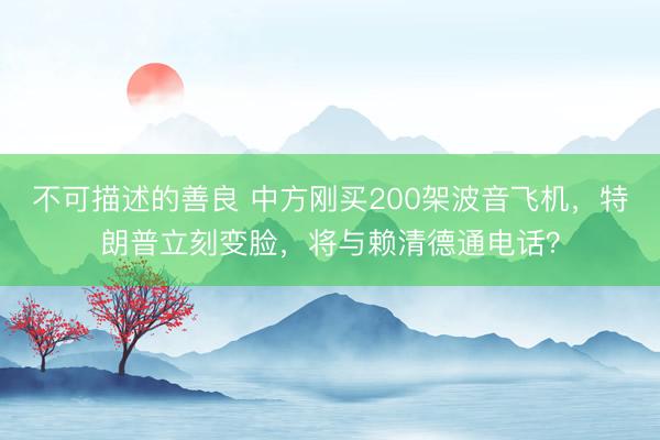 不可描述的善良 中方刚买200架波音飞机，特朗普立刻变脸，将与赖清德通电话？