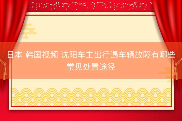 日本 韩国视频 沈阳车主出行遇车辆故障有哪些常见处置途径