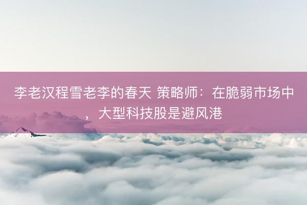 李老汉程雪老李的春天 策略师：在脆弱市场中，大型科技股是避风港