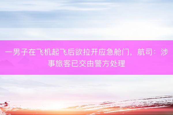 一男子在飞机起飞后欲拉开应急舱门，航司：涉事旅客已交由警方处理