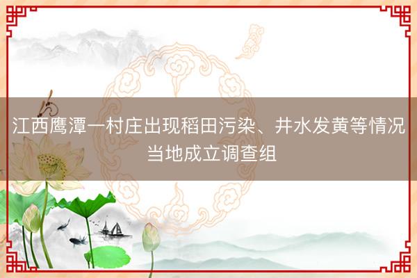 江西鹰潭一村庄出现稻田污染、井水发黄等情况 当地成立调查组