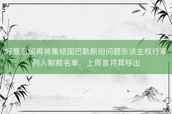 好意思国再将集结国巴勒斯坦问题东谈主权行家列入制裁名单,上周曾将其移出
