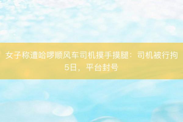 女子称遭哈啰顺风车司机摸手摸腿：司机被行拘5日，平台封号