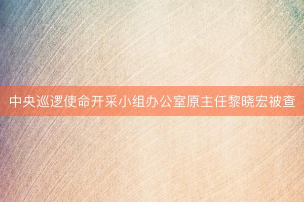 中央巡逻使命开采小组办公室原主任黎晓宏被查