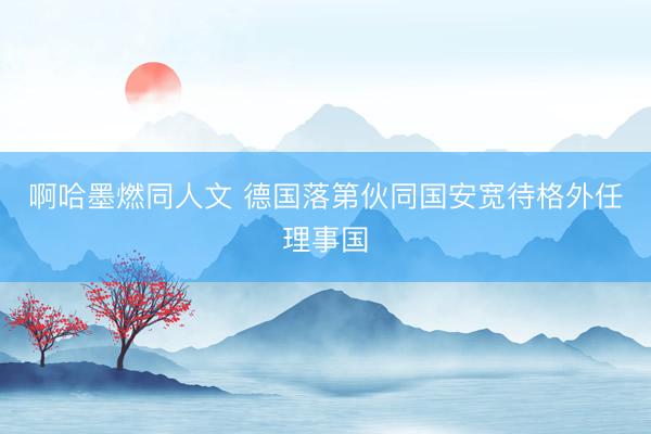 啊哈墨燃同人文 德国落第伙同国安宽待格外任理事国