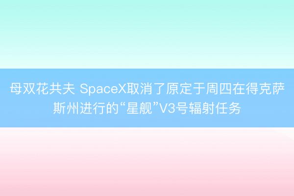 母双花共夫 SpaceX取消了原定于周四在得克萨斯州进行的“星舰”V3号辐射任务