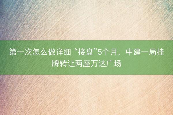 第一次怎么做详细 “接盘”5个月，中建一局挂牌转让两座万达广场