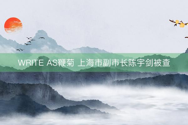 WRITE AS鞭菊 上海市副市长陈宇剑被查