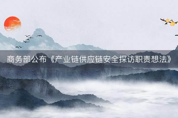 商务部公布《产业链供应链安全探访职责想法》